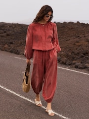 Mint Velvet Red Long Sleeve Bomber Blouse - Image 2 of 8