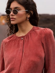 Mint Velvet Red Long Sleeve Bomber Blouse - Image 4 of 8
