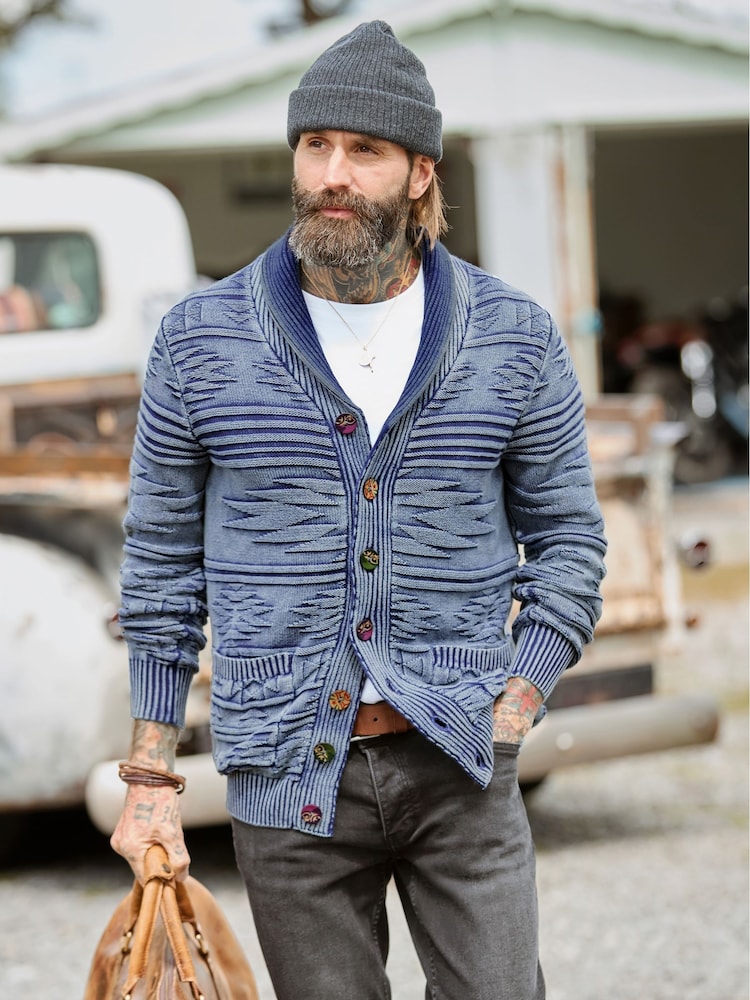 Joe Browns Blue Indigo Acid Washed Cardigan - Image 2 of 8 Joe Browns Blue Indigo Acid Washed Cardigan - Image 2 of 8