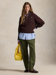 Polo Ralph Lauren Brown Cable-Knit Cotton Quarter-Zip Sweater - Image 2 of 6