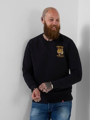 Joe Browns Black Tiger Riders Back Print Crew Sweat Top - Image 1 of 6