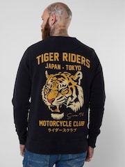 Joe Browns Black Tiger Riders Back Print Crew Sweat Top - Image 4 of 6