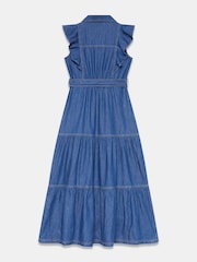Mint Velvet Blue Denim Ruffle Maxi Shirt Dress - Image 7 of 7