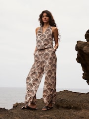 Mint Velvet Black Satin Geo Print Halter Top - Image 6 of 8