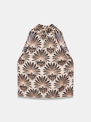 Mint Velvet Black Satin Geo Print Halter Top - Image 8 of 8