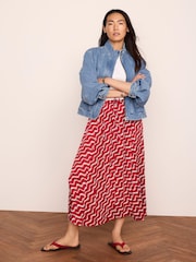 Mint Velvet Red Satin Printed Maxi Skirt - Image 1 of 7