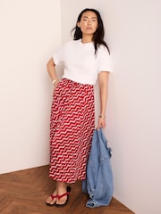Mint Velvet Red Satin Printed Maxi Skirt - Image 2 of 7