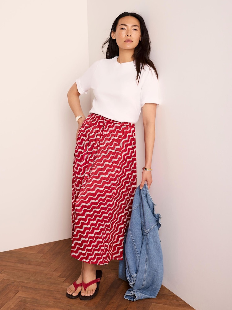 Mint Velvet Red Satin Printed Maxi Skirt - Image 2 of 7