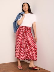 Mint Velvet Red Satin Printed Maxi Skirt - Image 5 of 7