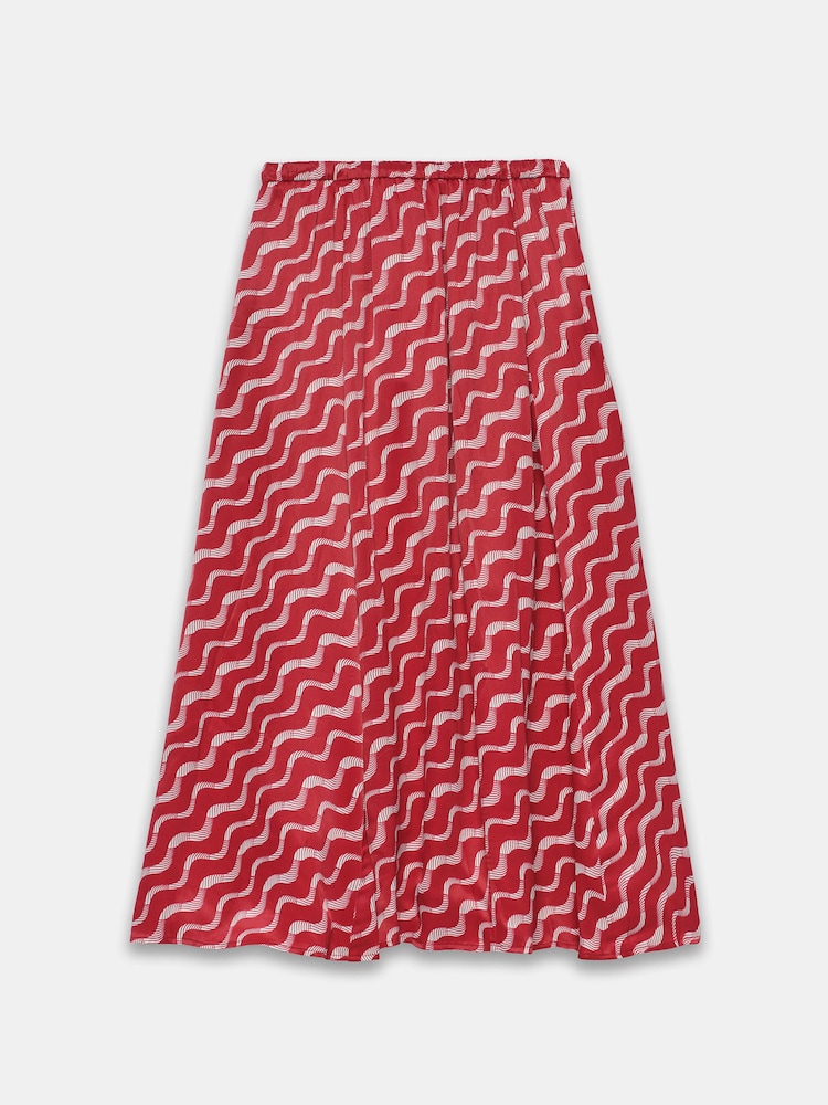 Mint Velvet Red Satin Printed Maxi Skirt - Image 7 of 7