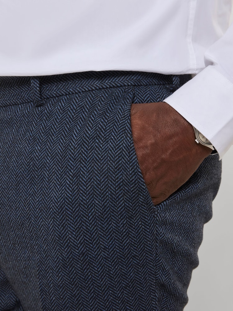 Joe Browns Blue Charming Herringbone Trousers - Image 2 of 8 Joe Browns Blue Charming Herringbone Trousers - Image 2 of 8
