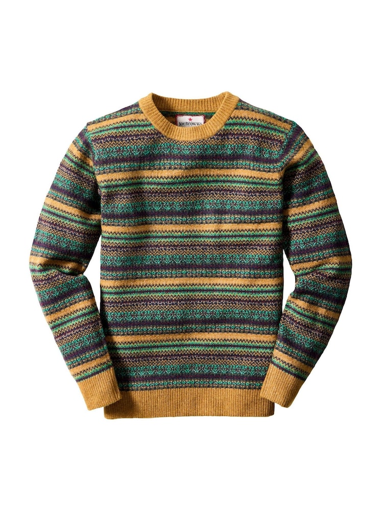 Joe Browns Yellow Fantastic Fairisle Crew Neck Jumper - Image 5 of 5 Joe Browns Yellow Fantastic Fairisle Crew Neck Jumper - Image 5 of 5
