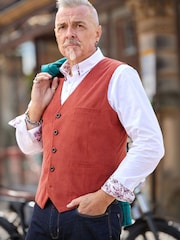 Joe Browns Orange Claymore Cord Waistcoat - Image 4 of 8