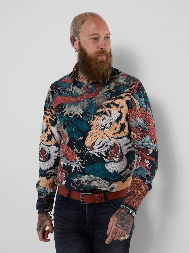 Joe Browns Blue Dragon V Tiger Print Shirt - Image 2 of 7