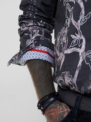 Joe Browns Grey Japanese Floral Print Shirt - Image 4 of 5