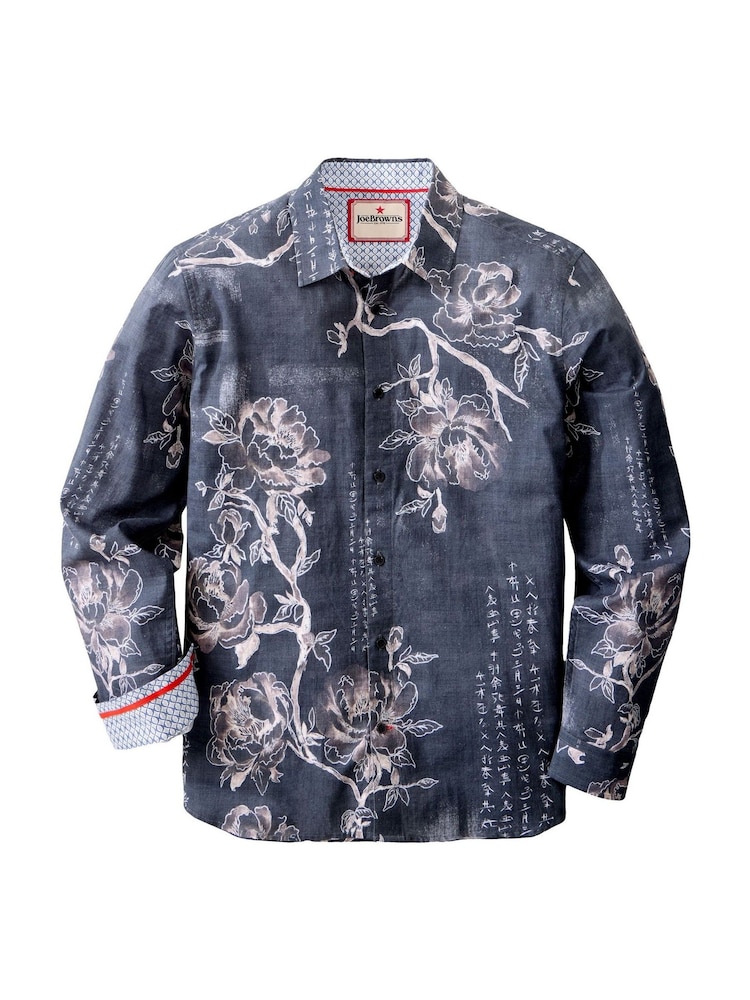 Joe Browns Grey Japanese Floral Print Shirt - Image 5 of 5