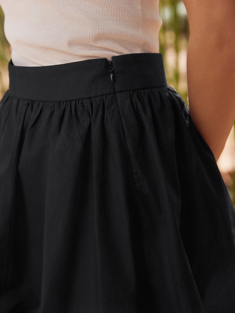 Black 100% Cotton Bubble Hem Mini Skirt - Image 4 of 6