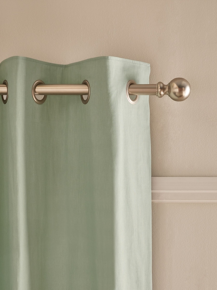 Green Peppermint Blackout/Thermal Cotton Eyelet Curtains - Image 2 of 8