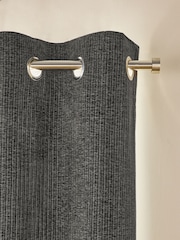 Charcoal Grey Chunky Cord Eyelet Lined Curtains - Image 1 of 7