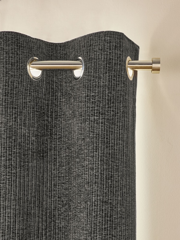 Charcoal Grey Chunky Cord Eyelet Lined Curtains - Image 1 of 7
