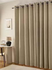 Natural Chunky Cord Eyelet Lined Curtains - Image 3 of 7