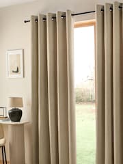 Natural Chunky Cord Eyelet Lined Curtains - Image 4 of 7