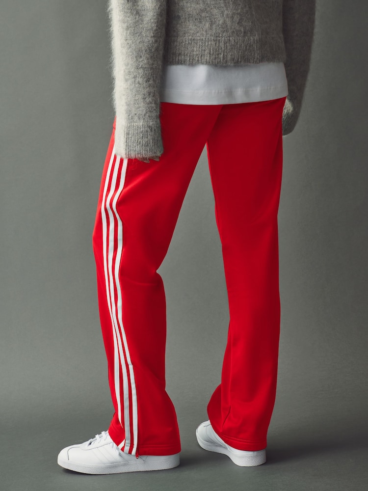 adidas Red Straight Firebird 3 Stripe Straight Trackpants - Image 2 of 9