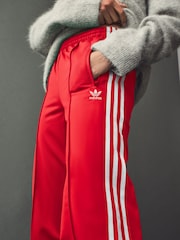 adidas Red Straight Firebird 3 Stripe Straight Trackpants - Image 3 of 9
