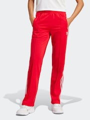adidas Red Straight Firebird 3 Stripe Straight Trackpants - Image 4 of 9