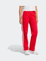 adidas Red Straight Firebird 3 Stripe Straight Trackpants - Image 6 of 9