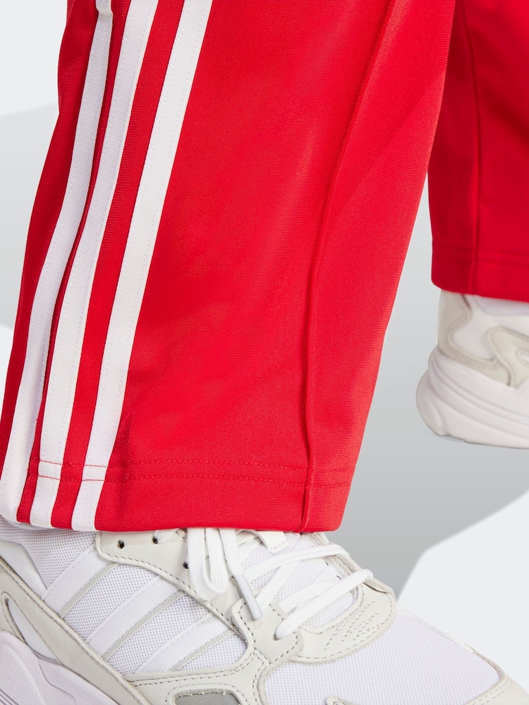 adidas Red Straight Firebird 3 Stripe Straight Trackpants - Image 7 of 9