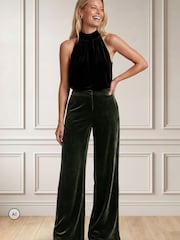 Aspiga Green Palazzo Velvet Trousers - Image 4 of 4
