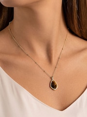Peers Hardy Gold Radley 18ct Plated Tigers Eye Drop Charm Necklace - Image 1 of 4