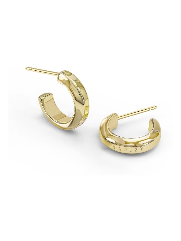 Peers Hardy Gold Tone Radley 18ct Plated Hoop Earrings - Image 2 of 3