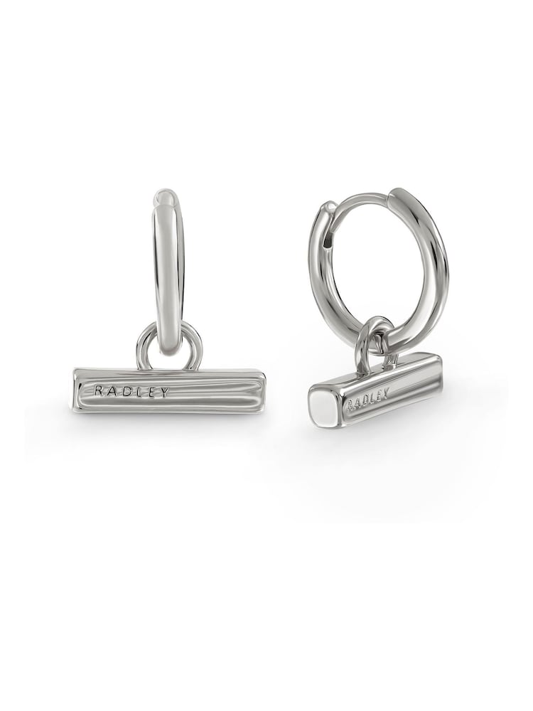 Peers Hardy Silver Radley Plated Bar Hoop Earrings - Image 2 of 4 Peers Hardy Silver Radley Plated Bar Hoop Earrings - Image 2 of 4