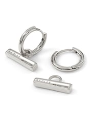 Peers Hardy Silver Radley Plated Bar Hoop Earrings - Image 3 of 4