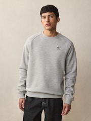 adidas Originals Grey Trefoil Essentials Crew Sweatshirt - Image 1 of 12