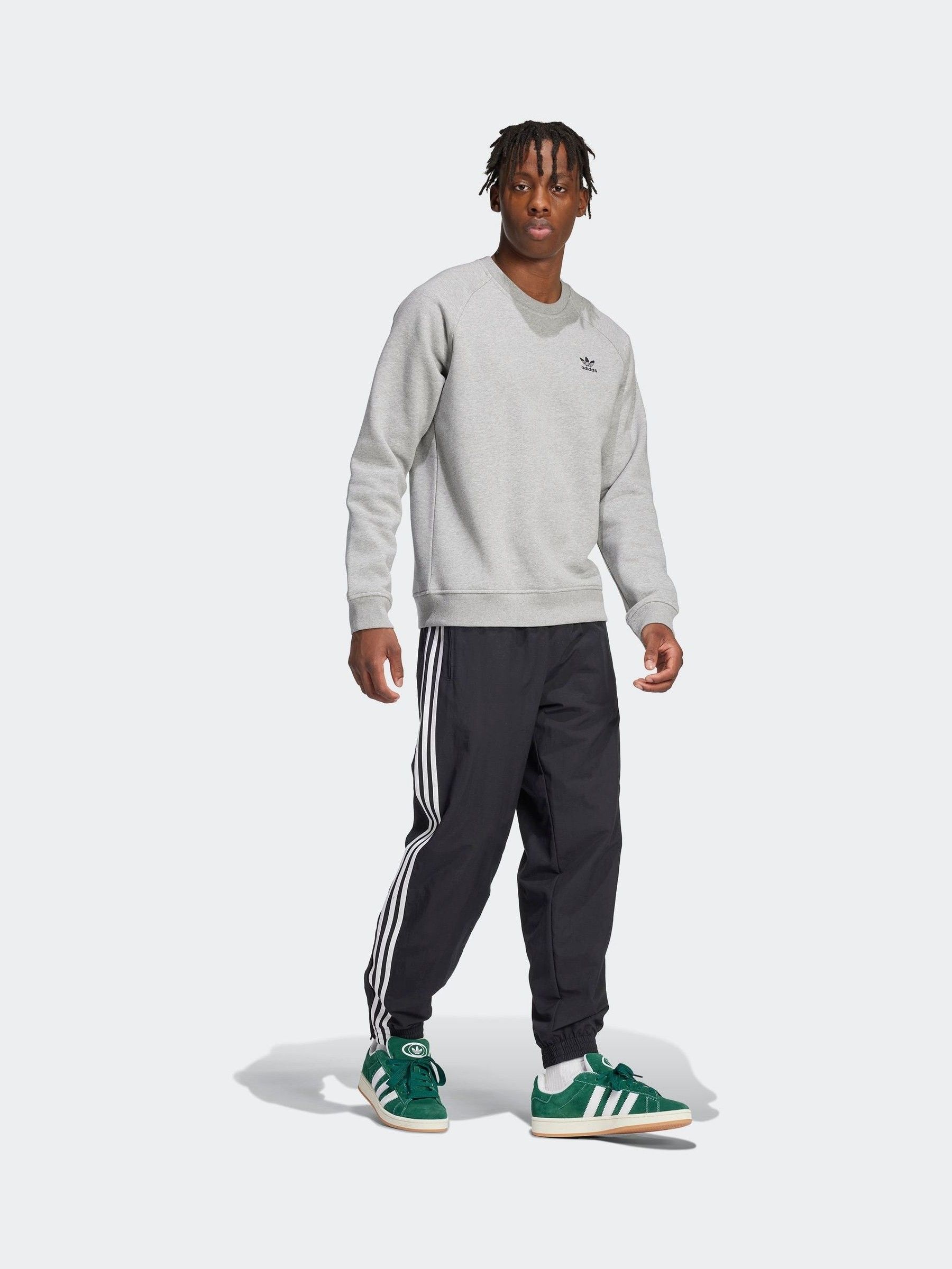 Buy adidas Originals Grey Trefoil Essentials Crew Sweatshirt from