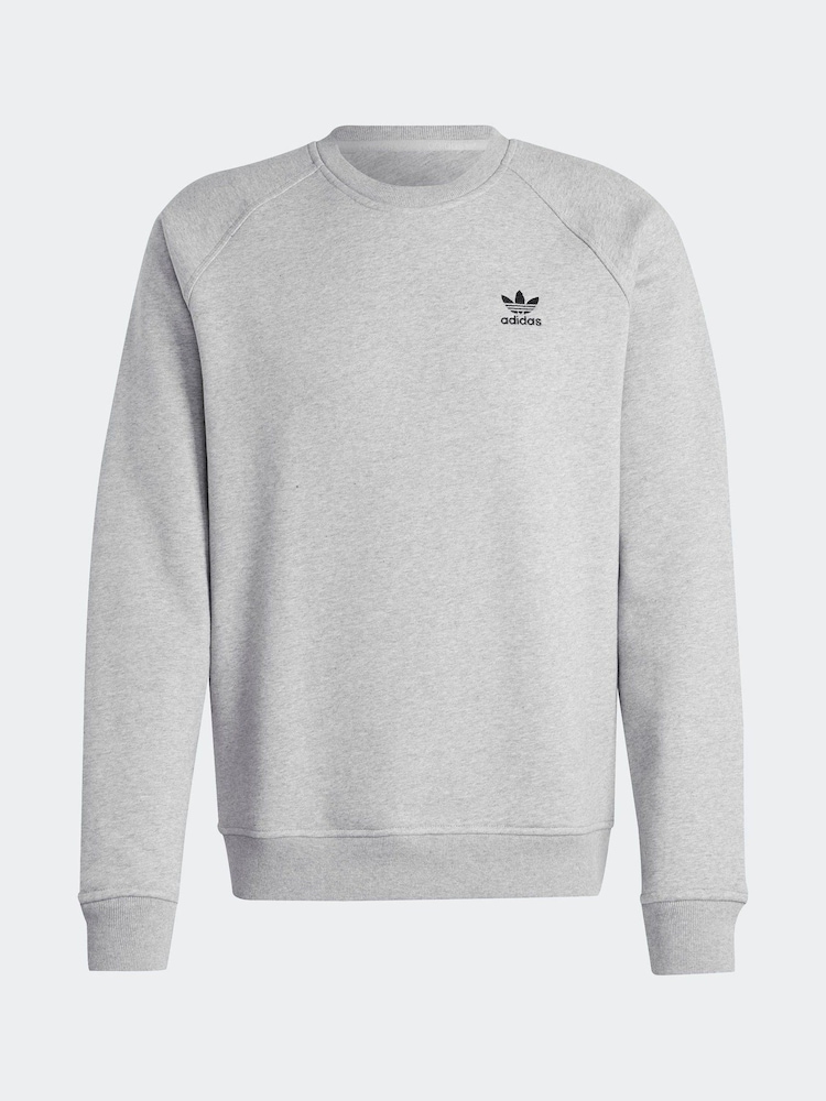 adidas Originals Grey Trefoil Essentials Crew Sweatshirt - Image 12 of 12