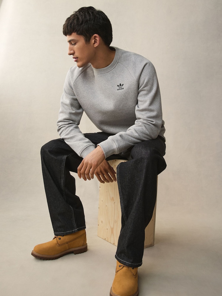 adidas Originals Grey Trefoil Essentials Crew Sweatshirt - Image 2 of 12