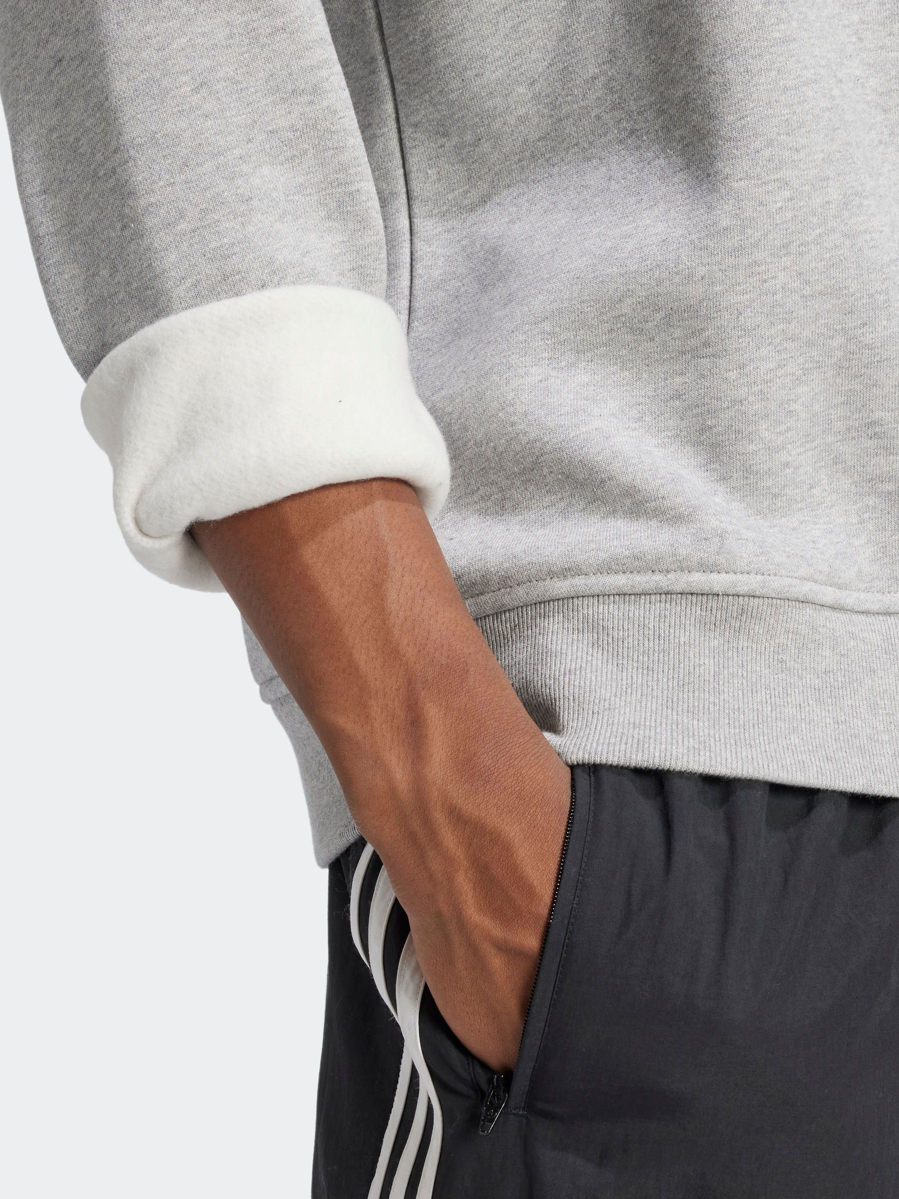 Buy adidas Originals Grey Trefoil Essentials Crew Sweatshirt from