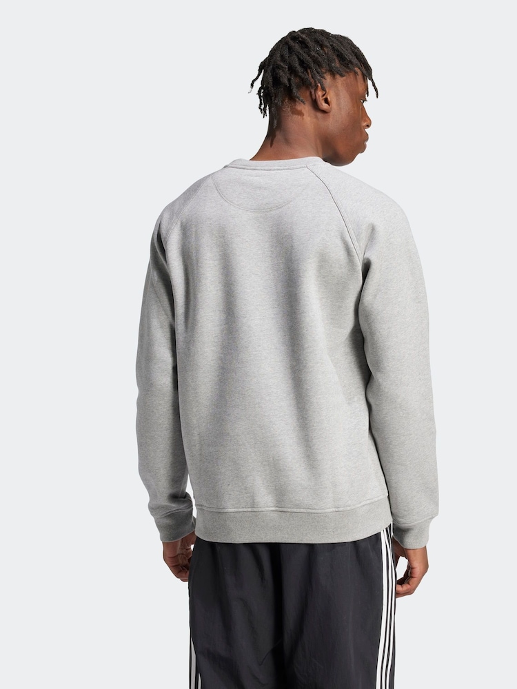 Buy adidas Originals Grey Trefoil Essentials Crew Sweatshirt from