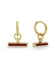 Peers Hardy Gold Radley 18ct Plated Dark Cherry Bar Hoop Earrings - Image 2 of 4
