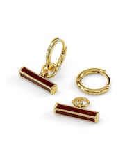 Peers Hardy Gold Radley 18ct Plated Dark Cherry Bar Hoop Earrings - Image 3 of 4