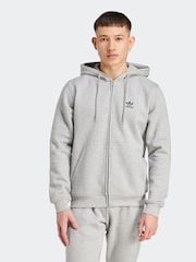 Grå - adidas Originals Essentials Full Zip Hoodie - Bild 1 av 7