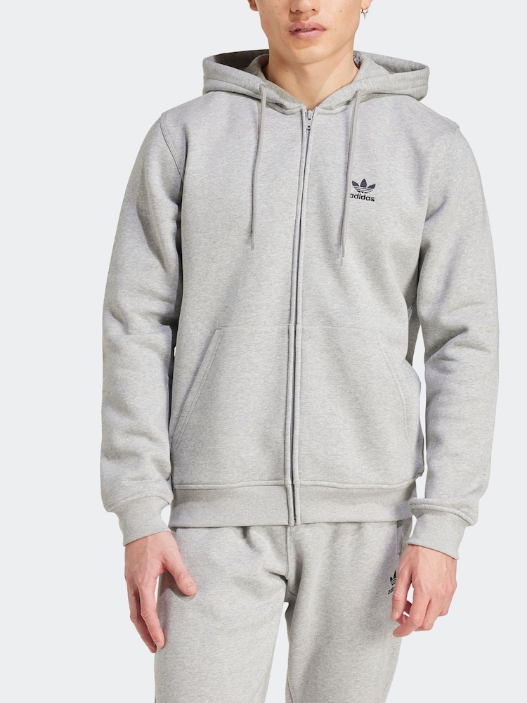 Grå - adidas Originals Essentials Full Zip Hoodie - Bild 2 av 7