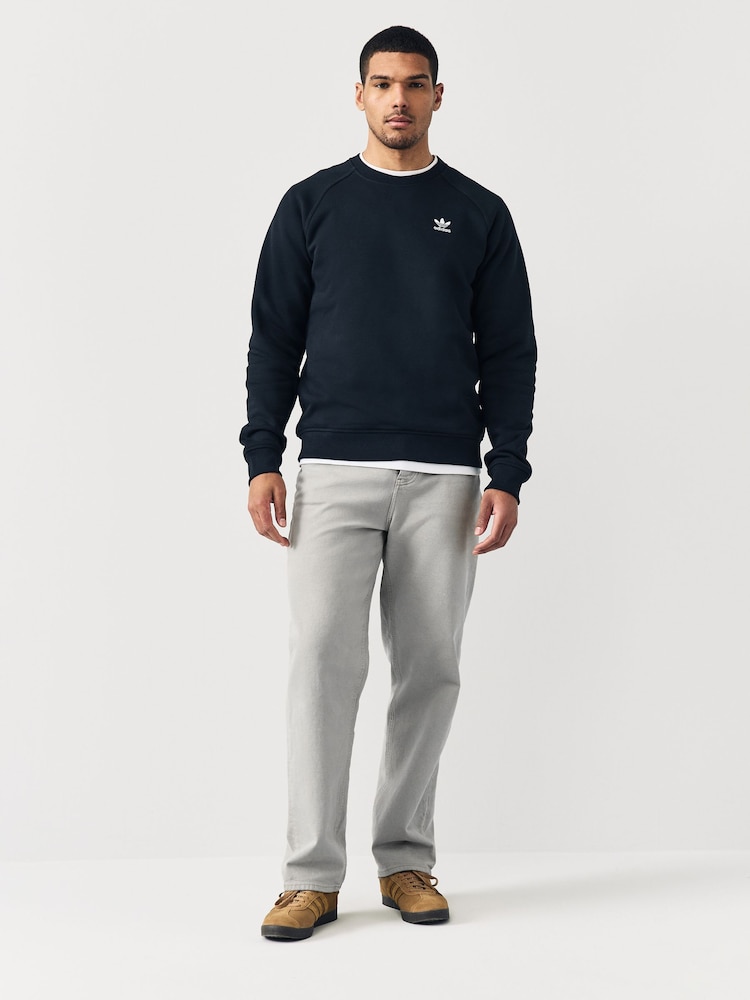 Czarny - adidas Originals Trefoil Essentials Crew Sweatshirt - Image 3 of 5