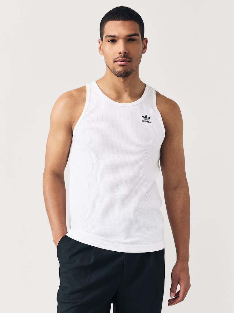 adidas Originals White Trefoil Essentials Tank Top - Image 1 of 5