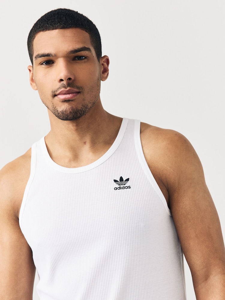 adidas Originals White Trefoil Essentials Tank Top - Image 4 of 5