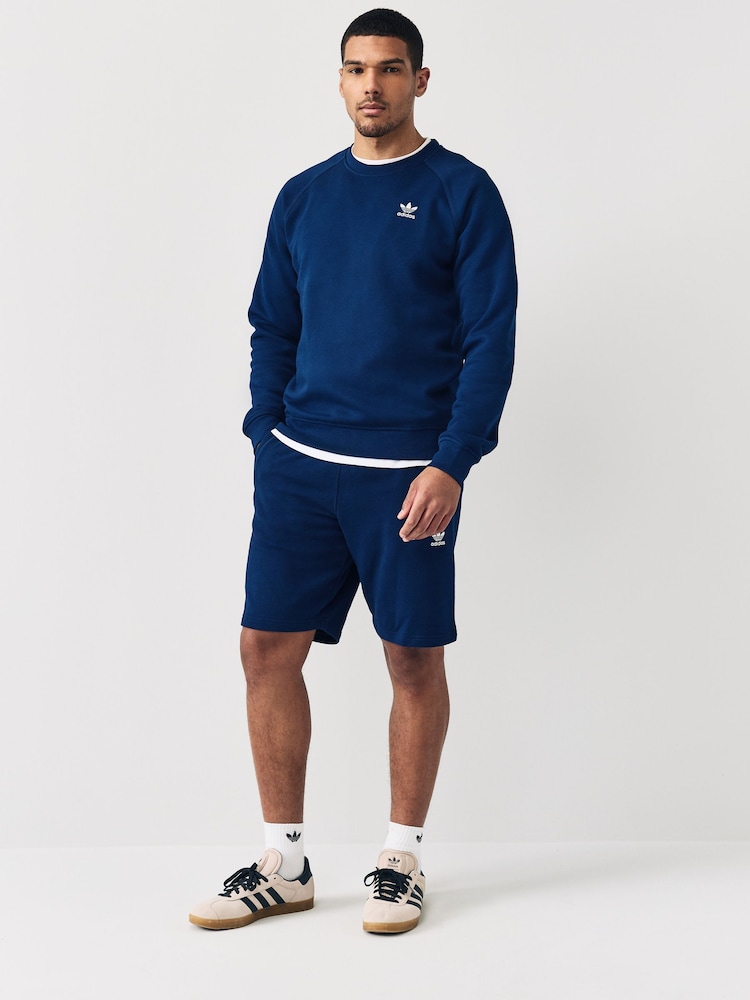 adidas Originals Blue Trefoil Essentials Crew Sweatshirt - Image 2 of 5
